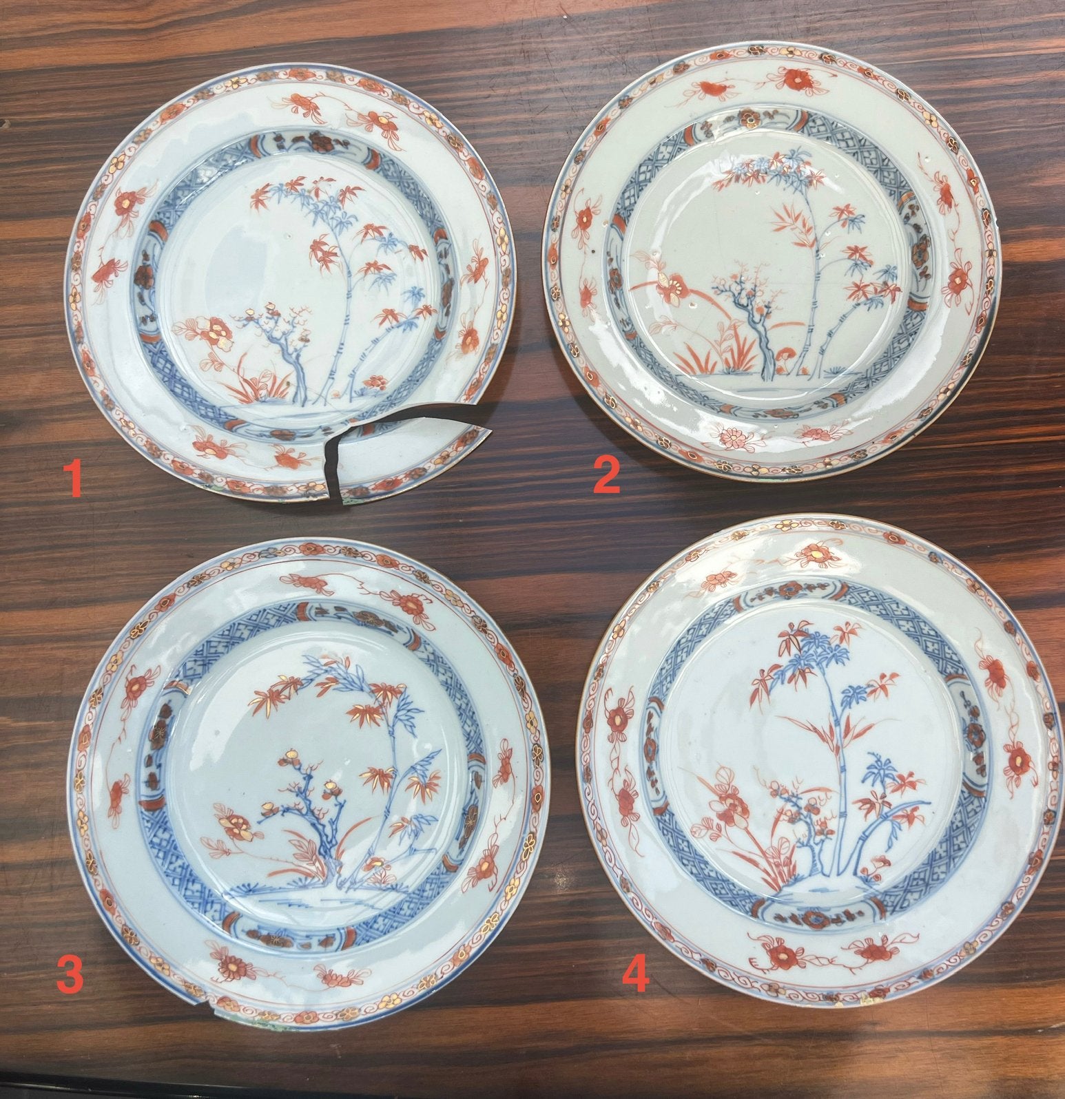 4 antieke kangxi borden, Antiek en Kunst, Ophalen of Verzenden