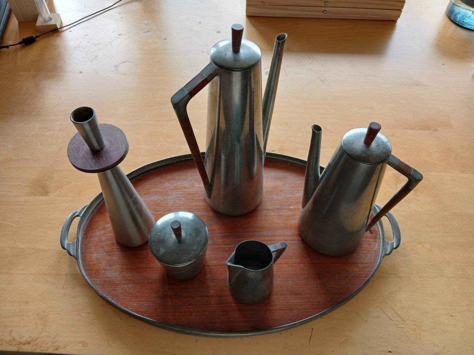 Vintage KMD Tiel Holland Pewter Koffie- en Theeservies, Ophalen of Verzenden