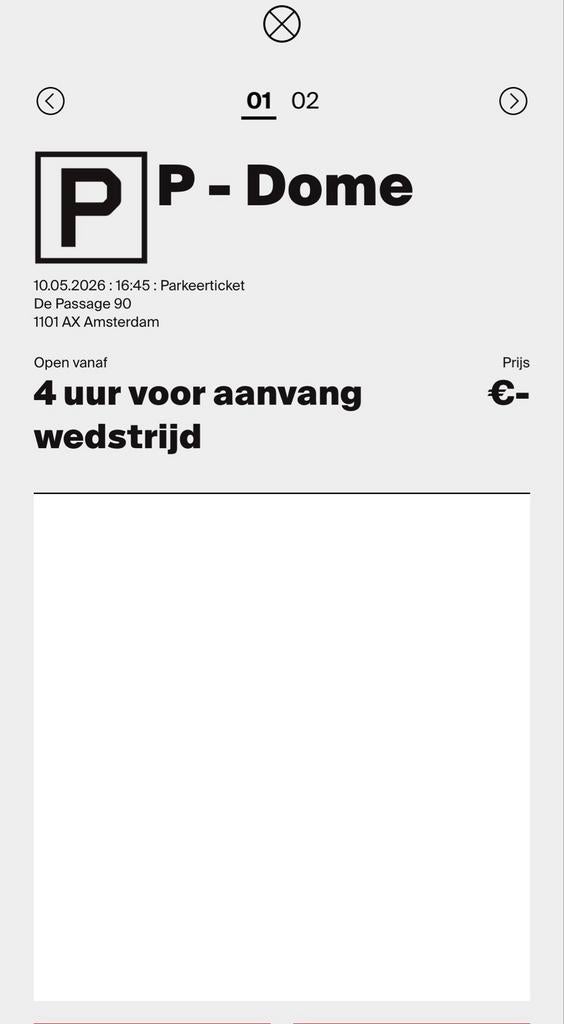 Parkeerkaart Ajax-Utrecht Dome, Eén persoon