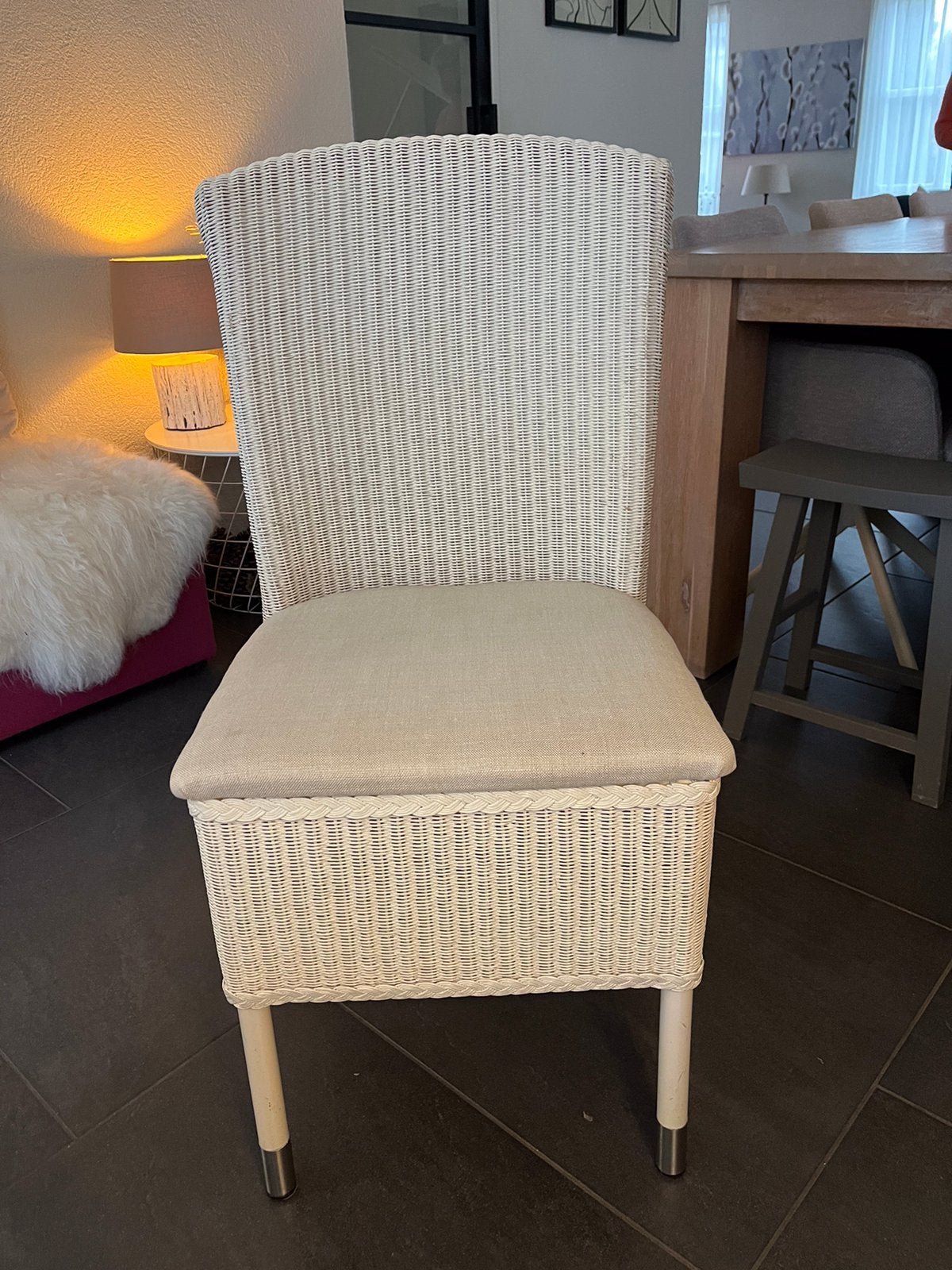 Lloyd Loom stoelen in kleur gebroken wit, Ophalen, Overige materialen, Gebruikt, Wit