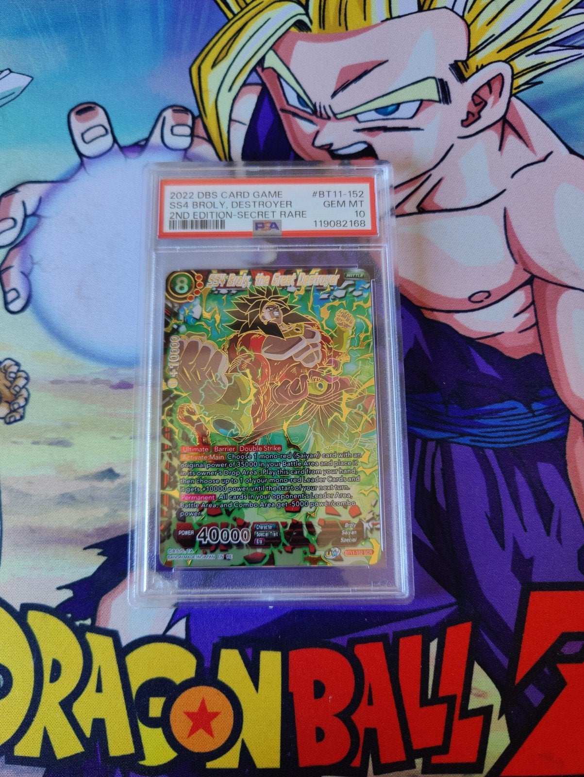 dragon ball super vermilion bloodline ss4 broly psa10 bt11, Ophalen of Verzenden, Nieuw, Losse kaart, Foil
