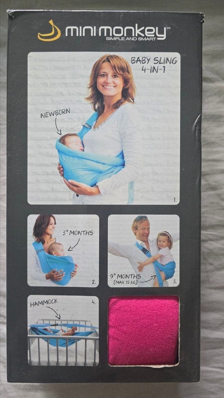 Minimonkey Draagzak/Hangmat Roze - 4-in-1 Baby Sling, Nieuw, Buik, Rug of Zij, Draagzak, Ophalen