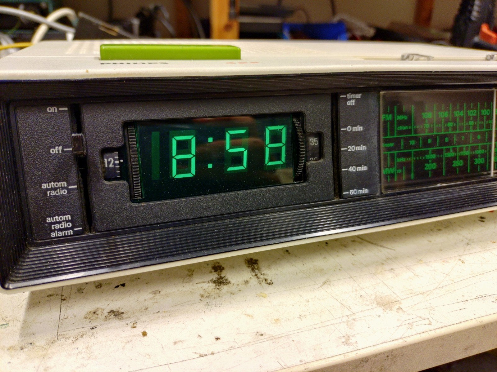 Vintage Philips wekkerradio analoog/digitaal 90RS455, Ophalen of Verzenden