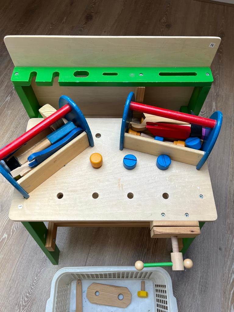 Houten Kinder Werkbank met Gereedschap, Ophalen of Verzenden, Gebruikt, Jongen of Meisje