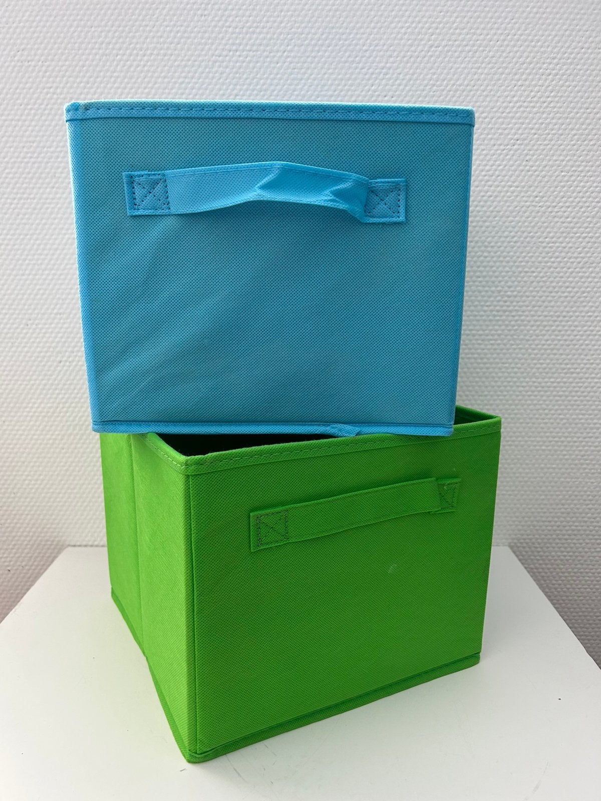 Opbergbox opvouwbaar stof blauw groen 2 stuks, Ophalen of Verzenden, Zo goed als nieuw