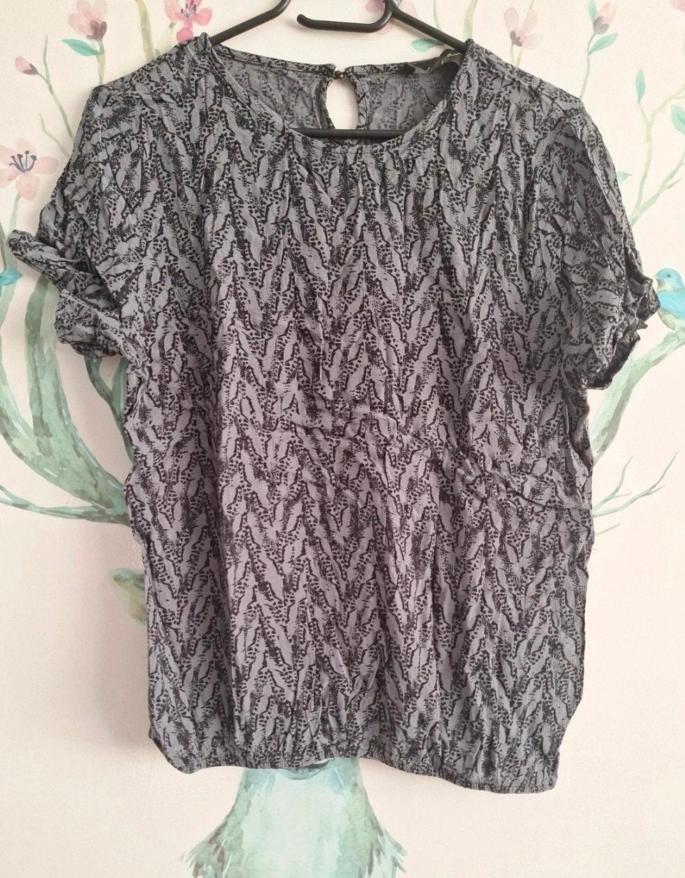Elvira Collections grijs/zwart shirt maat 38/40 (M), Zo goed als nieuw, Korte mouw, Grijs, Elvira Collections