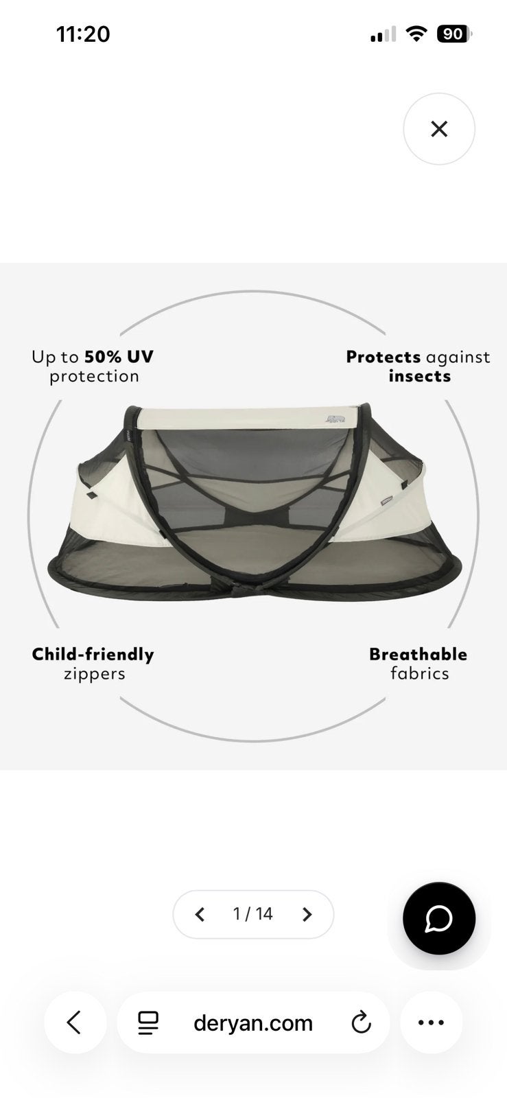 Deryan BabyBox Pop-Up Reisbedje / Campingbedje, Ophalen, Zo goed als nieuw, Reisbedje