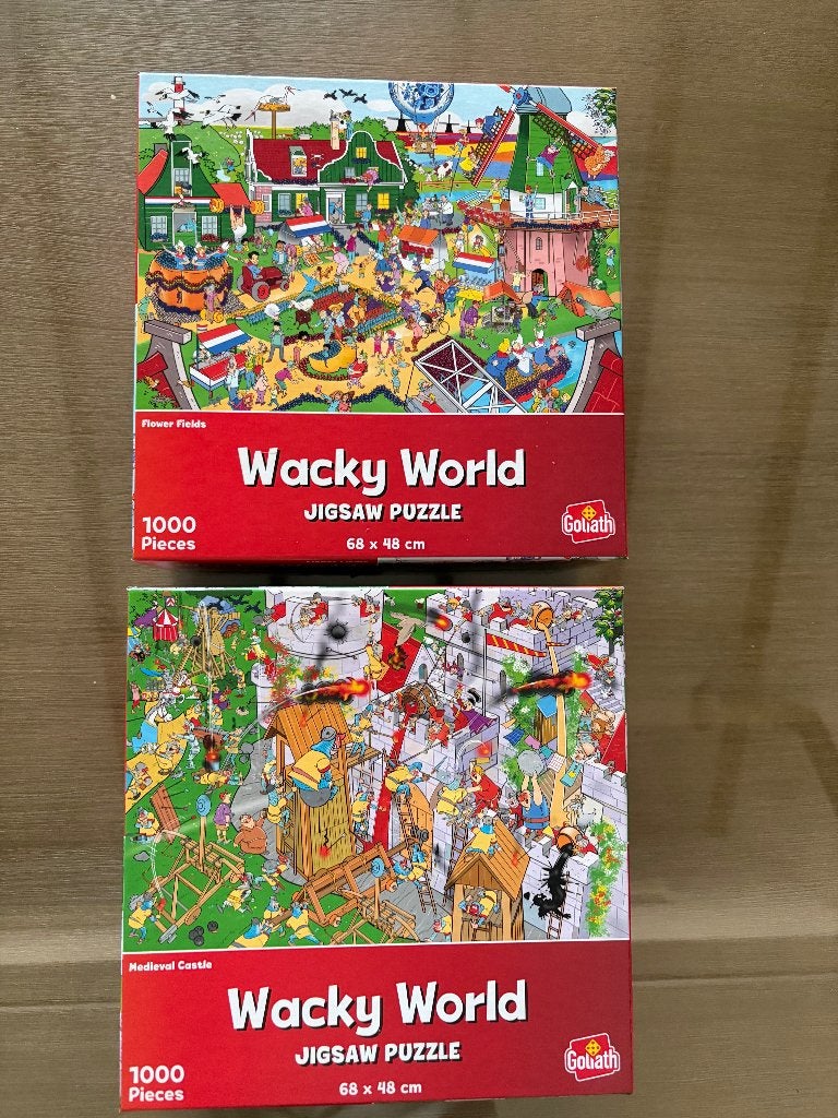 2 Puzzels Wacky World, Ophalen of Verzenden, 500 t/m 1500 stukjes, Zo goed als nieuw, Legpuzzel