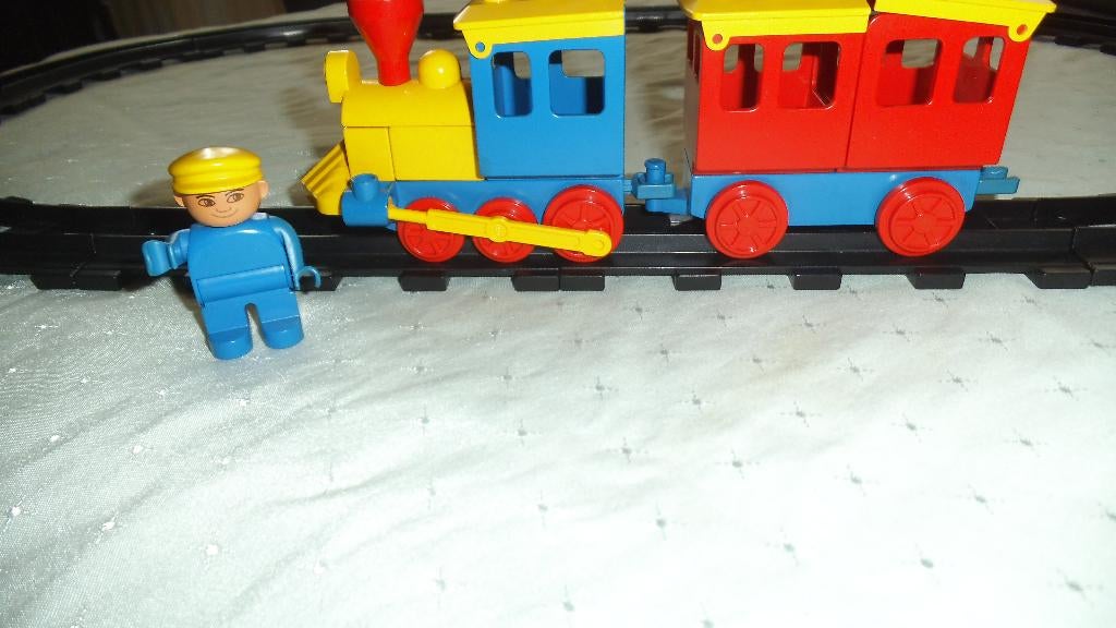 lego duplo vintage duwtrein met rail., Ophalen of Verzenden, Zo goed als nieuw, Complete set, Duplo