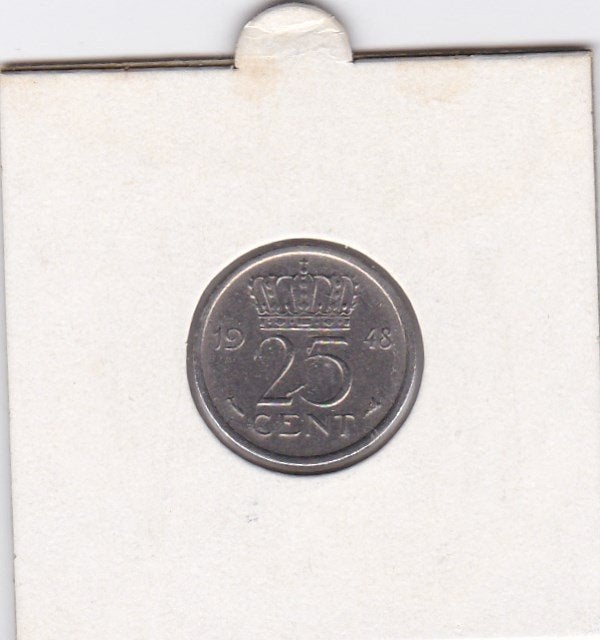 kwartjes 1 euro per stuk wilhelmina 1948 juliana 1954-1955-1, Postzegels en Munten, Ophalen of Verzenden, Koningin Juliana, 25 cent
