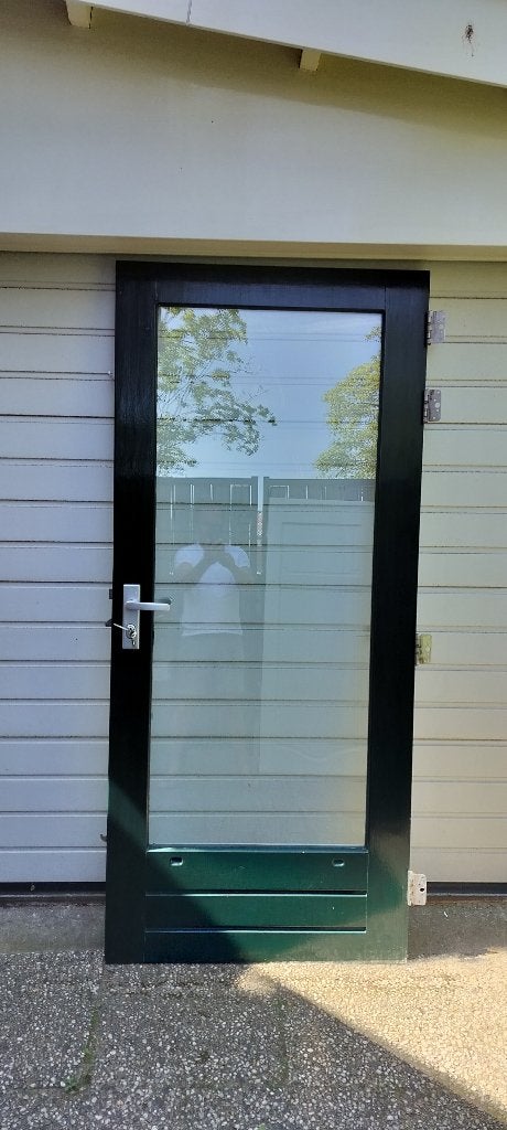 Hard houten Buitendeur met Glas, Ophalen, Gebruikt, 80 tot 100 cm, Buitendeur