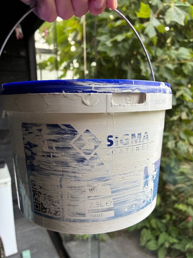 Sigma DGL Matt 2 liter badkamer latex RAL 9010 Reinweiss, Ophalen, Gebruikt, Wit, Verf
