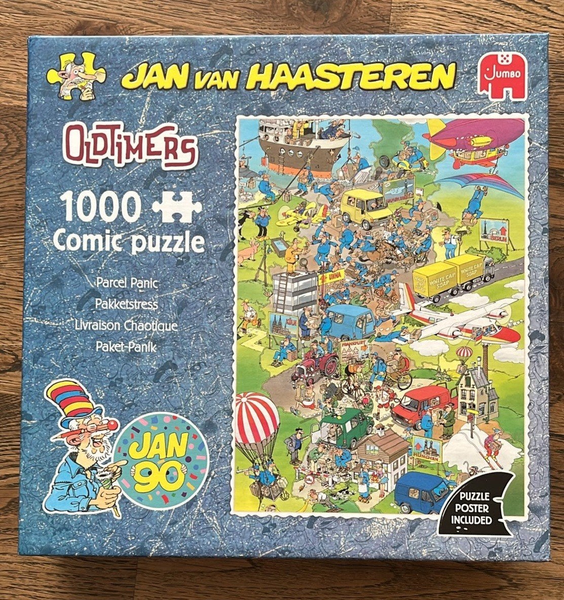 Jan van Haasteren puzzel,  Pakketstress, 1000 stukjes, Ophalen of Verzenden, 500 t/m 1500 stukjes, Zo goed als nieuw