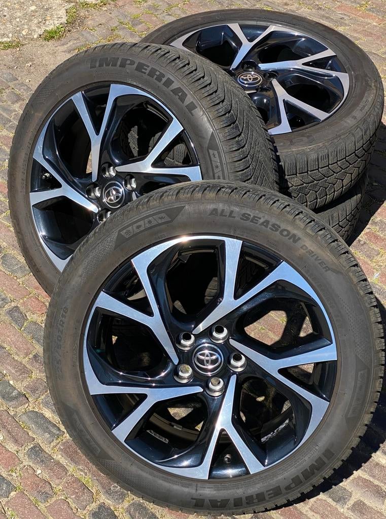 Originele 18” Toyota C-HR velgen + TPMS + All Season (7-8mm), 18 inch, Banden en Velgen, Nieuw, Ophalen of Verzenden