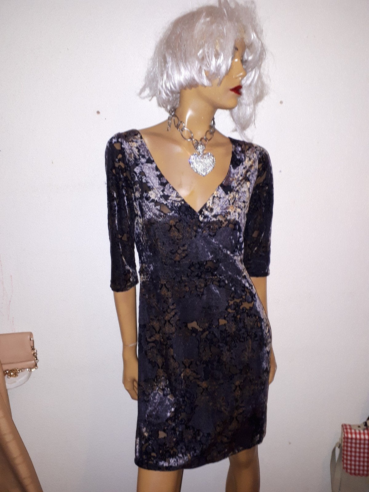 Stijlvolle fluwelen jurk met print styles by Steps Maat L, Styles by steps, Overige kleuren, Maat 42/44 (L), Ophalen of Verzenden