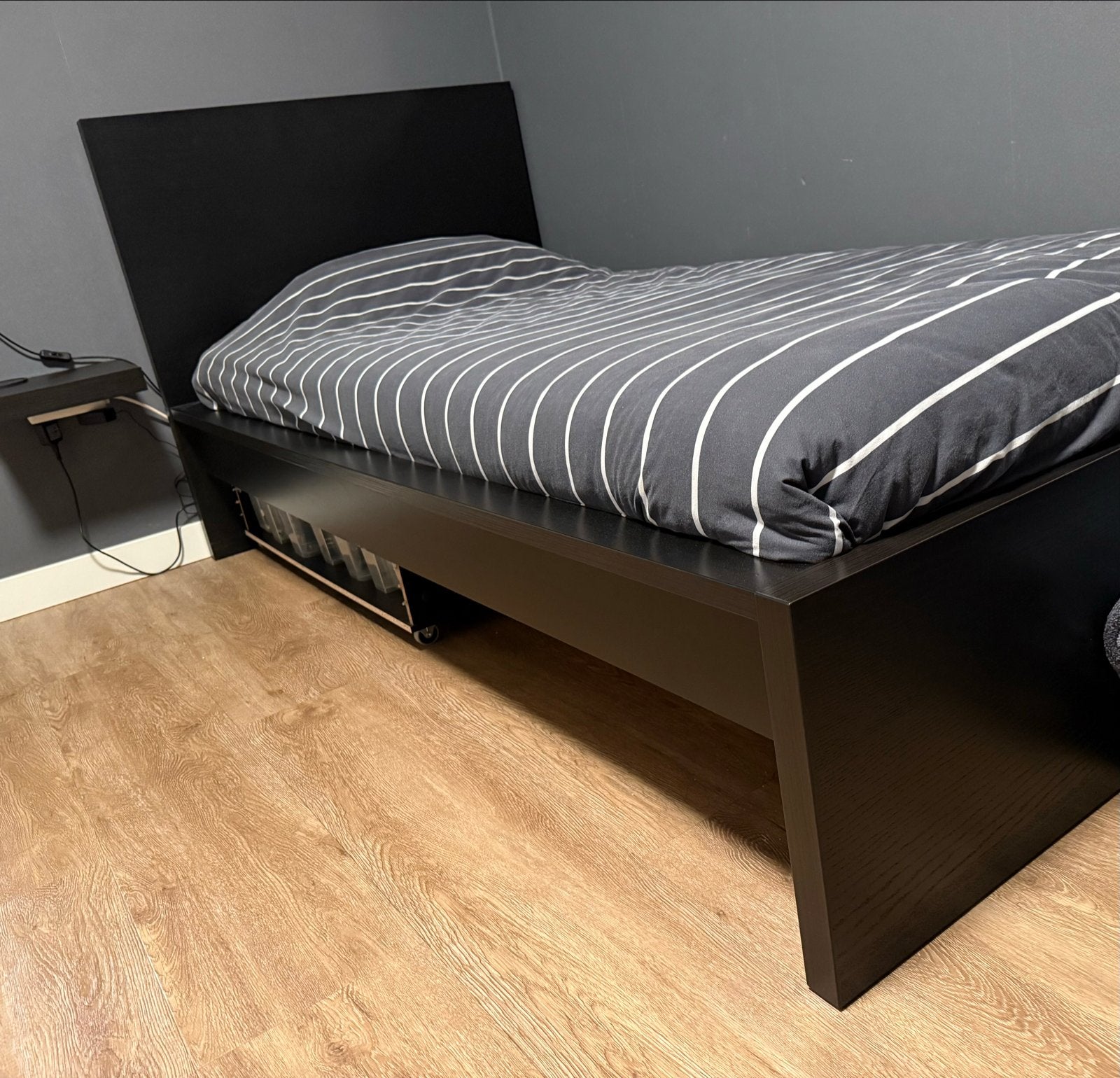 Ikea Malm bed 90x200cm - Zwart bruin, Ophalen, 90 cm, Eenpersoons, Zwart