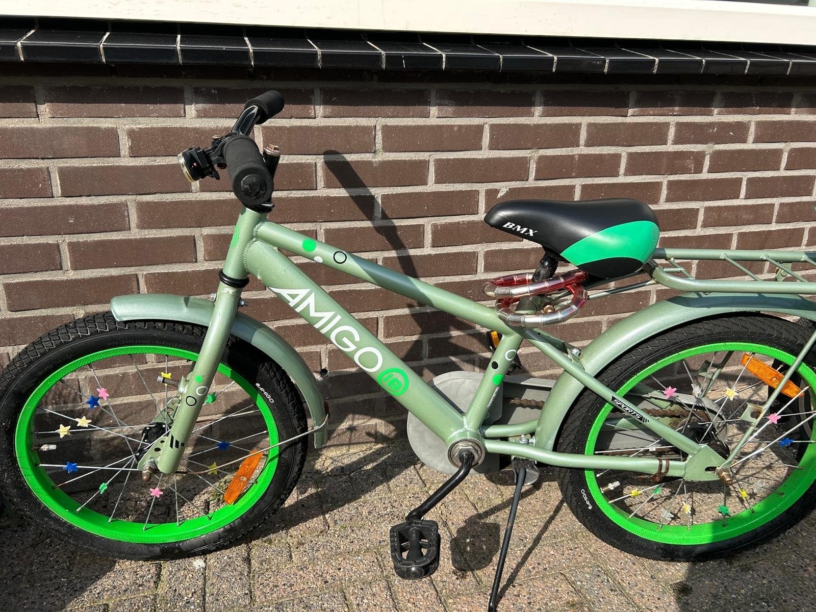 Amigo Kinderfiets 18 inch, Ophalen of Verzenden, Gebruikt, Terugtraprem, 16 tot 20 inch