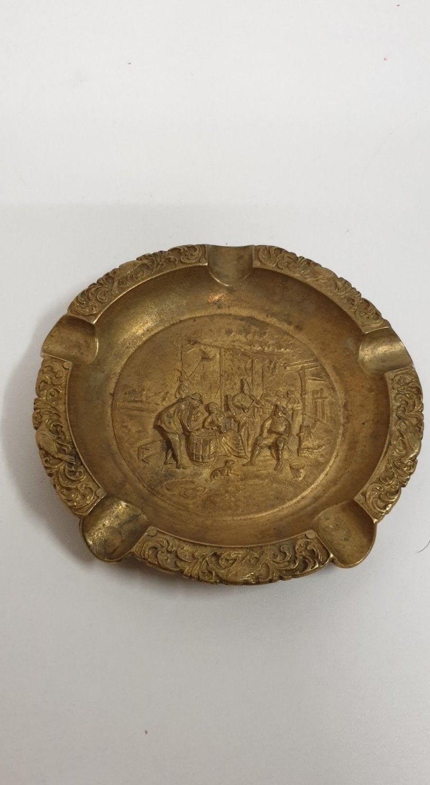 1718)Grote messing reliëf sierlijke asbak, Ophalen of Verzenden