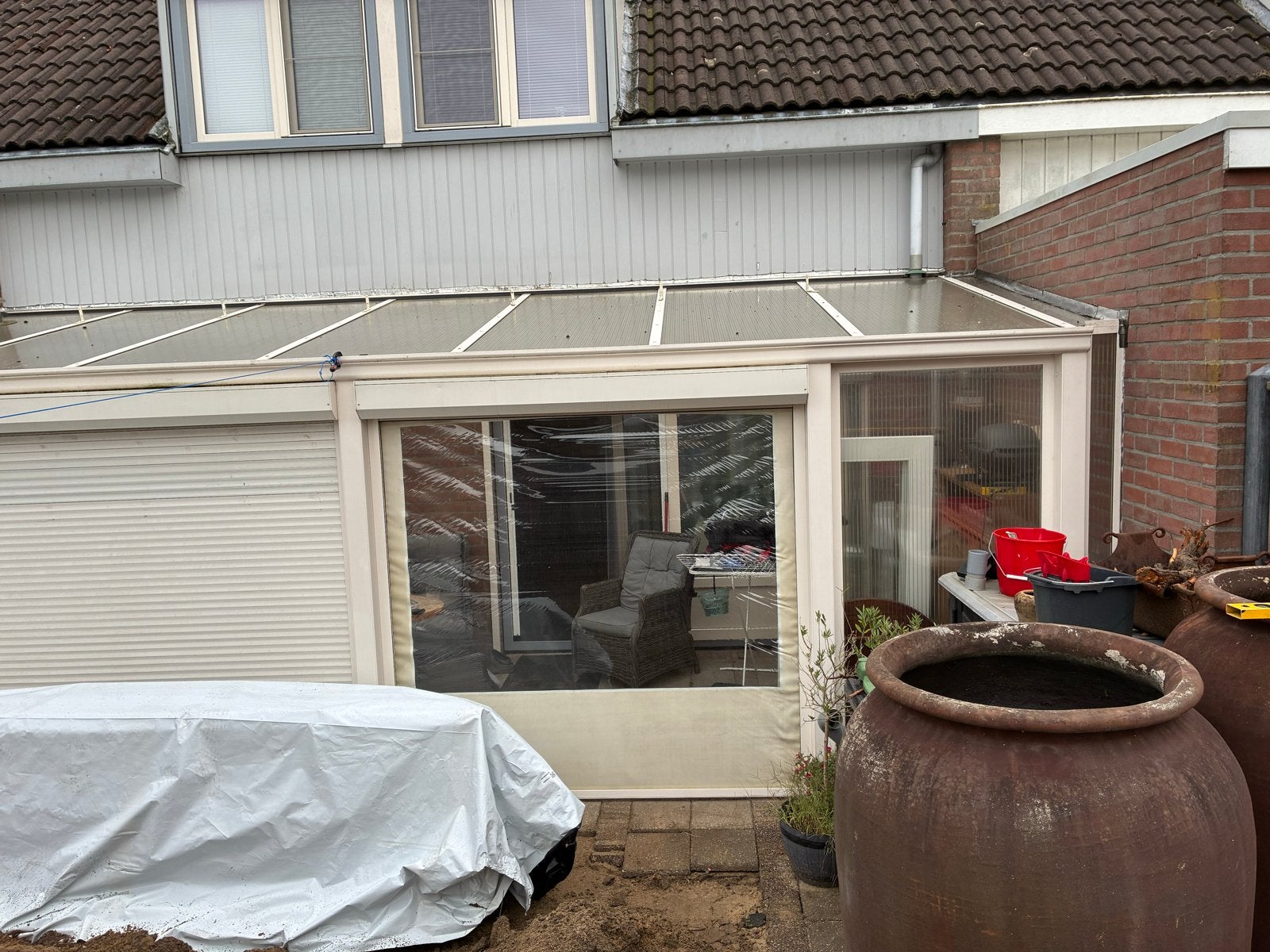 Luxe aluminium overkapping met elektrische rolluiken, Tuin en Terras, Ophalen, Gebruikt, Serre