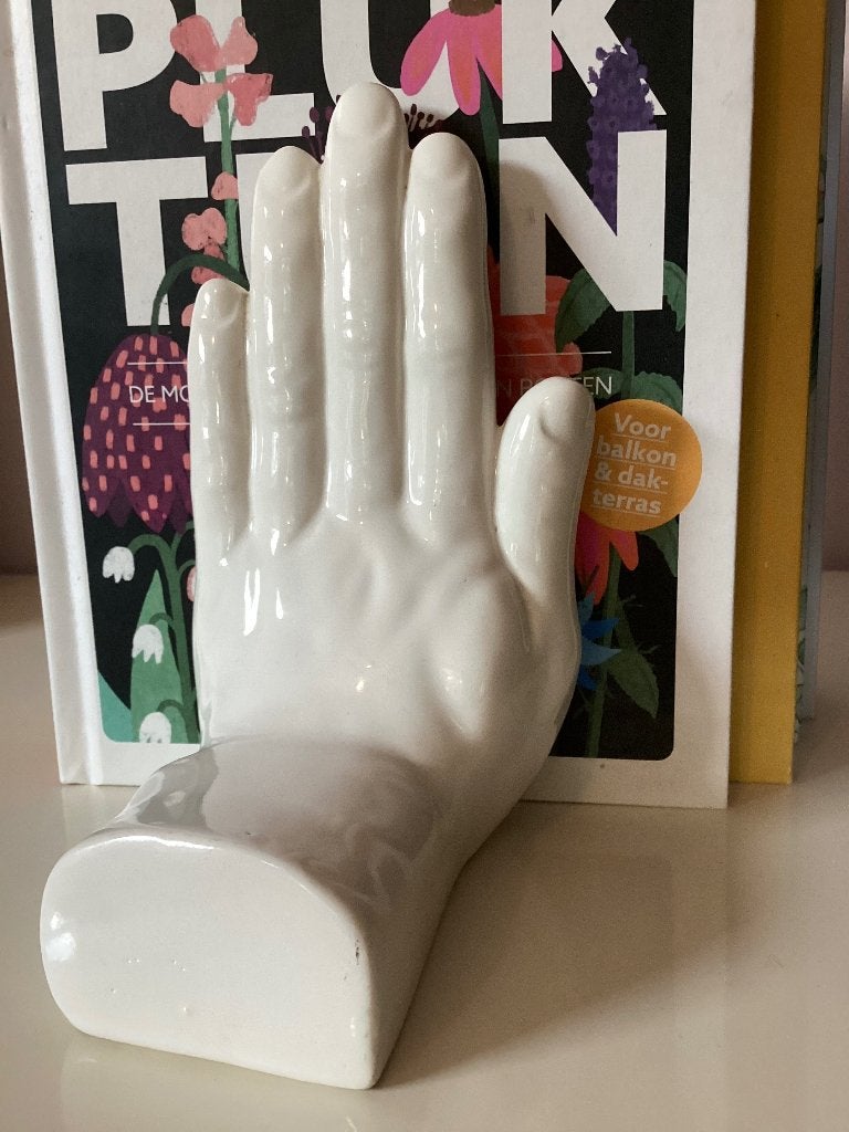 Vintage Boekensteun Hand Eighties Jaren Tachtig Negentig, Ophalen of Verzenden, Zo goed als nieuw, Wit, Vintage
