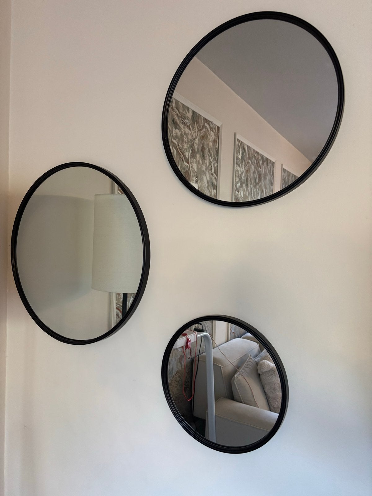Set van 3 ronde spiegels, Huis en Inrichting, Woonaccessoires | Spiegels, Ophalen, 100 tot 150 cm, Zo goed als nieuw, Ovaal