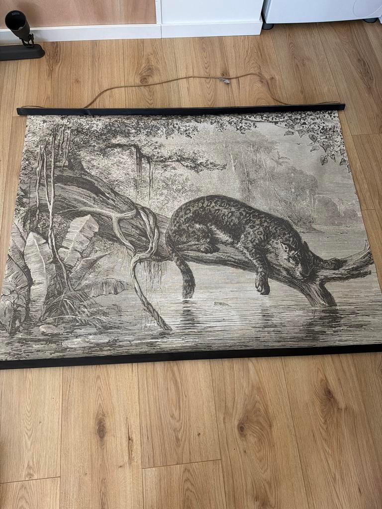 Schilderij stof Goossens met luipaard, Huis en Inrichting, Woonaccessoires | Schilderijen, Tekeningen en Foto's, Gebruikt, Ophalen of Verzenden