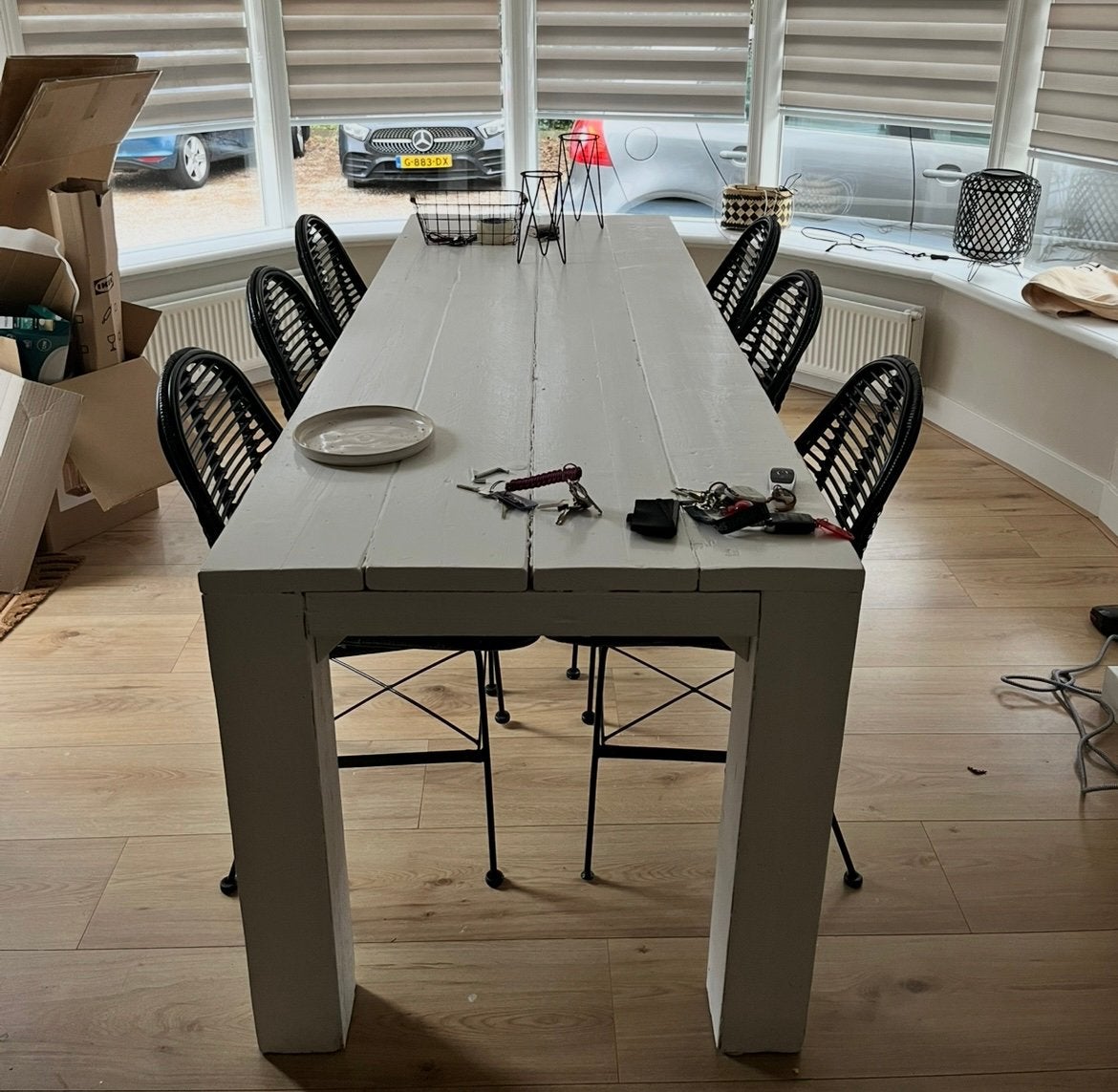 6 zwarte rotan eetkamer stoelen, Huis en Inrichting, Stoelen, Ophalen, Gebruikt, Zwart, Vijf, Zes of meer stoelen