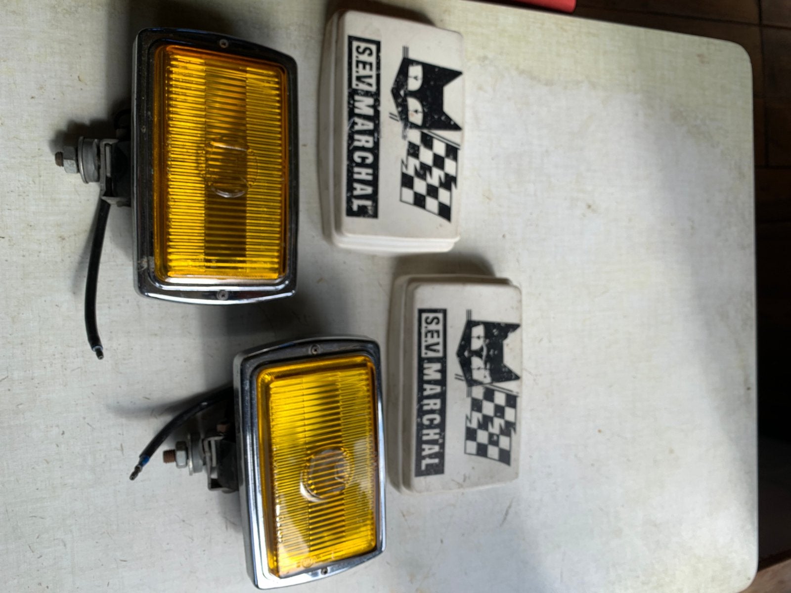 Vintage Marchal mistlampen met afdekkappen, Ophalen of Verzenden