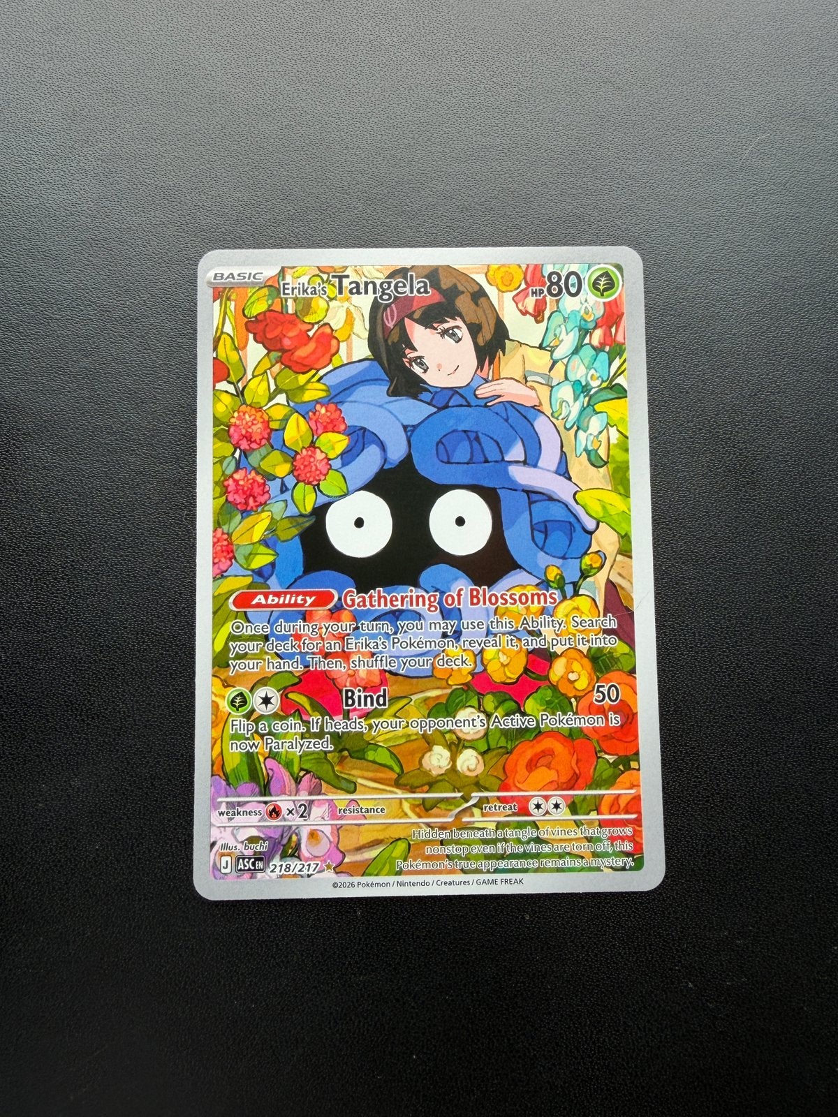 Erika's Tangela 218/217 Pokémon Kaart, Ophalen of Verzenden, Zo goed als nieuw, Losse kaart