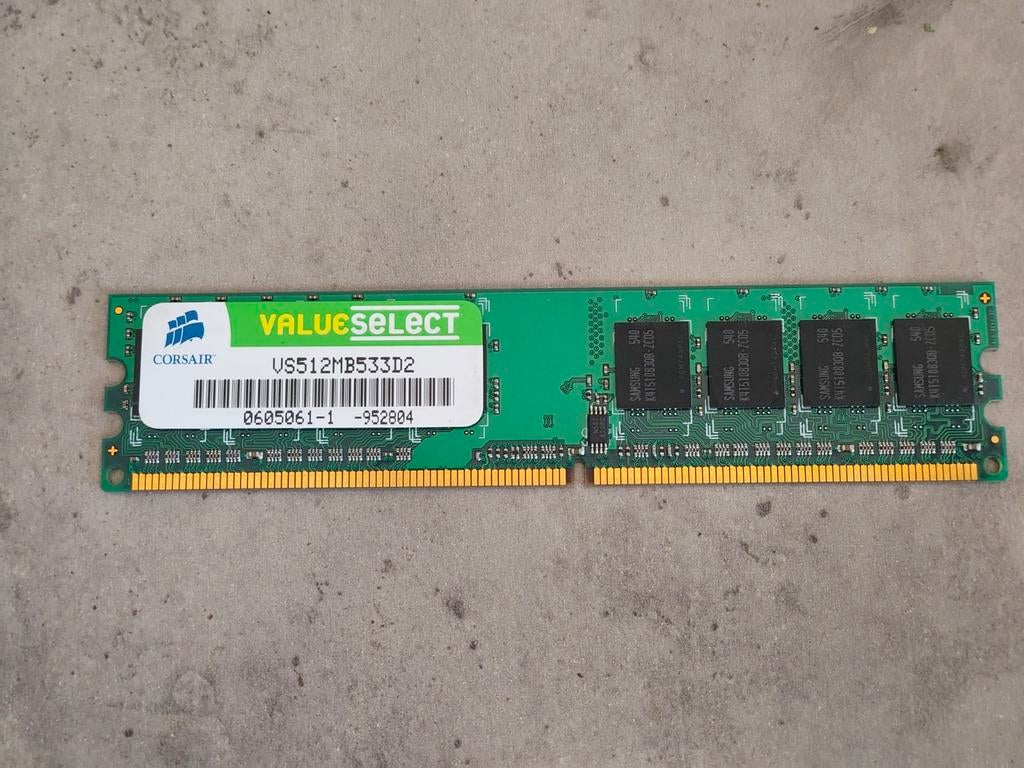 Corsair Value Select VS512MB533D2 512MB DDR2 RAM Geheugen, Computers en Software, RAM geheugen, Ophalen of Verzenden, DDR2, Desktop
