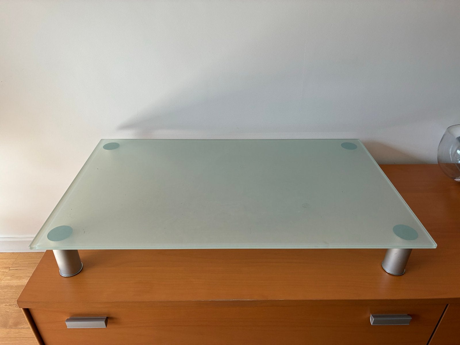Glazen TV-standaard / Monitorstandaard, Ophalen, Gebruikt, 50 tot 100 cm, Glas