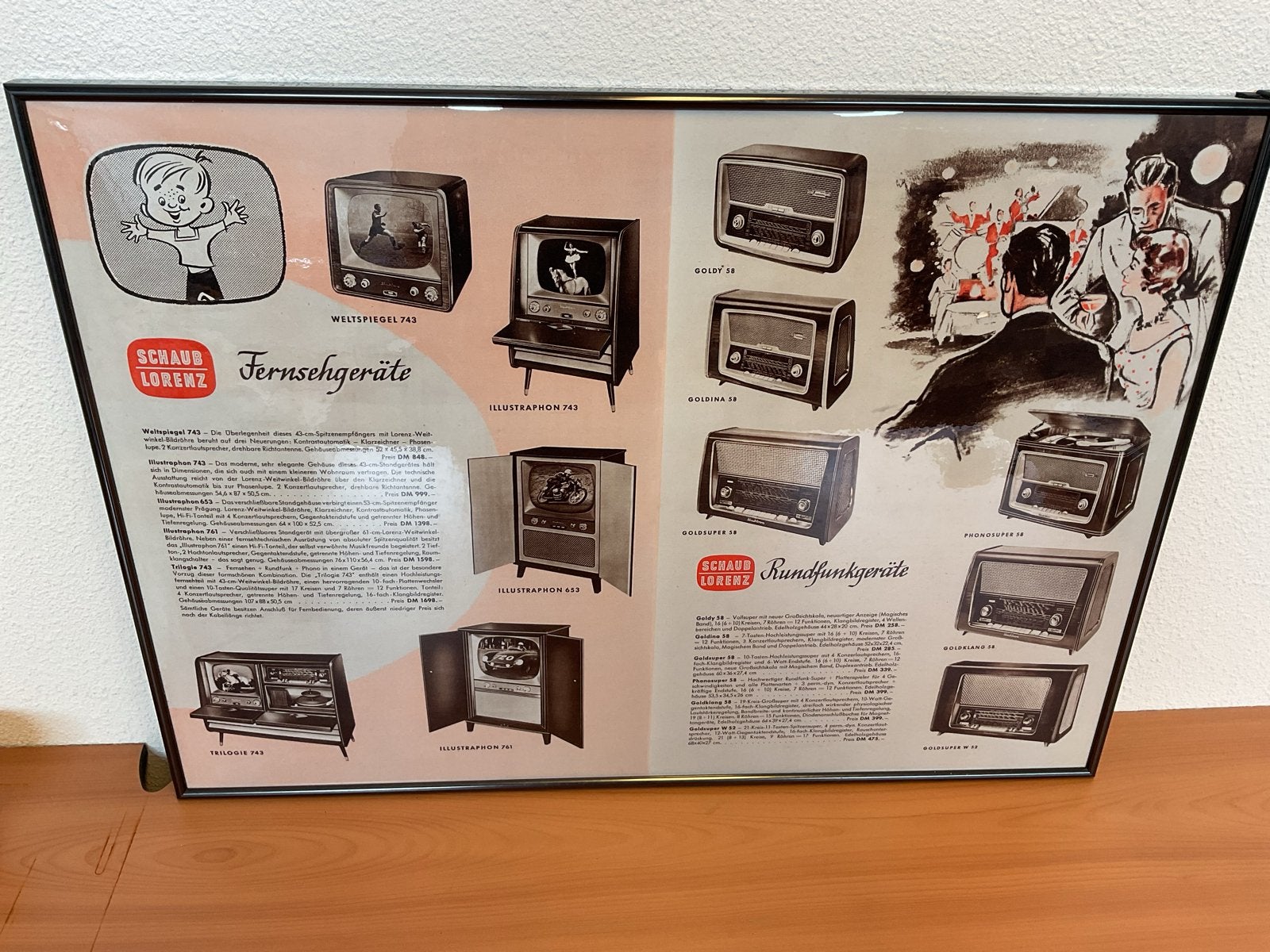 Vintage Schaub Lorenz reclameposter uit de jaren '50, Ophalen of Verzenden