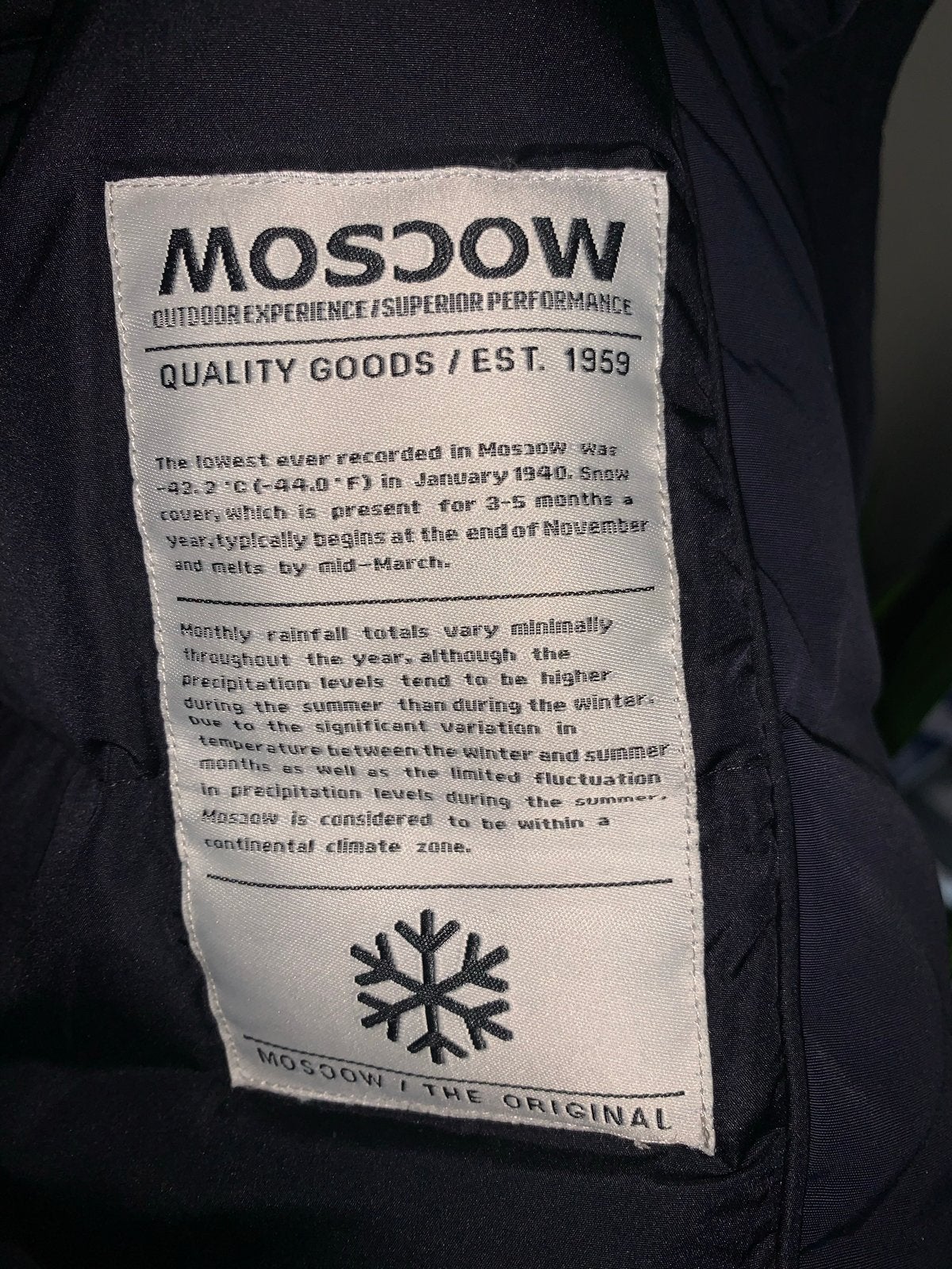 Moscow Outdoor  Experience Winterjas maat XL, Ophalen of Verzenden, Zo goed als nieuw, Maat 56/58 (XL), Blauw