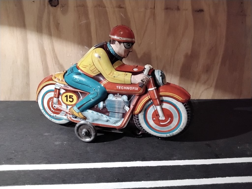 Antieke blikken motorfiets Technofix, Antiek en Kunst, Ophalen of Verzenden