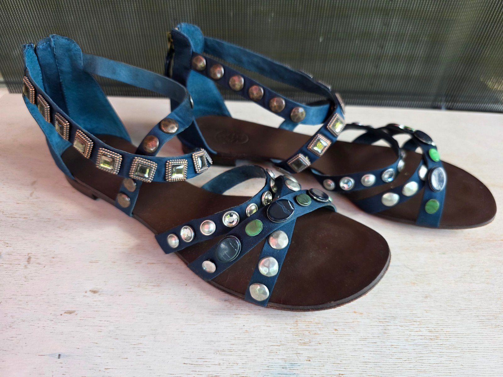 ASH Sandalen met studs en rits - Maat 41, Blauw, Zo goed als nieuw, Sandalen of Muiltjes, ASH