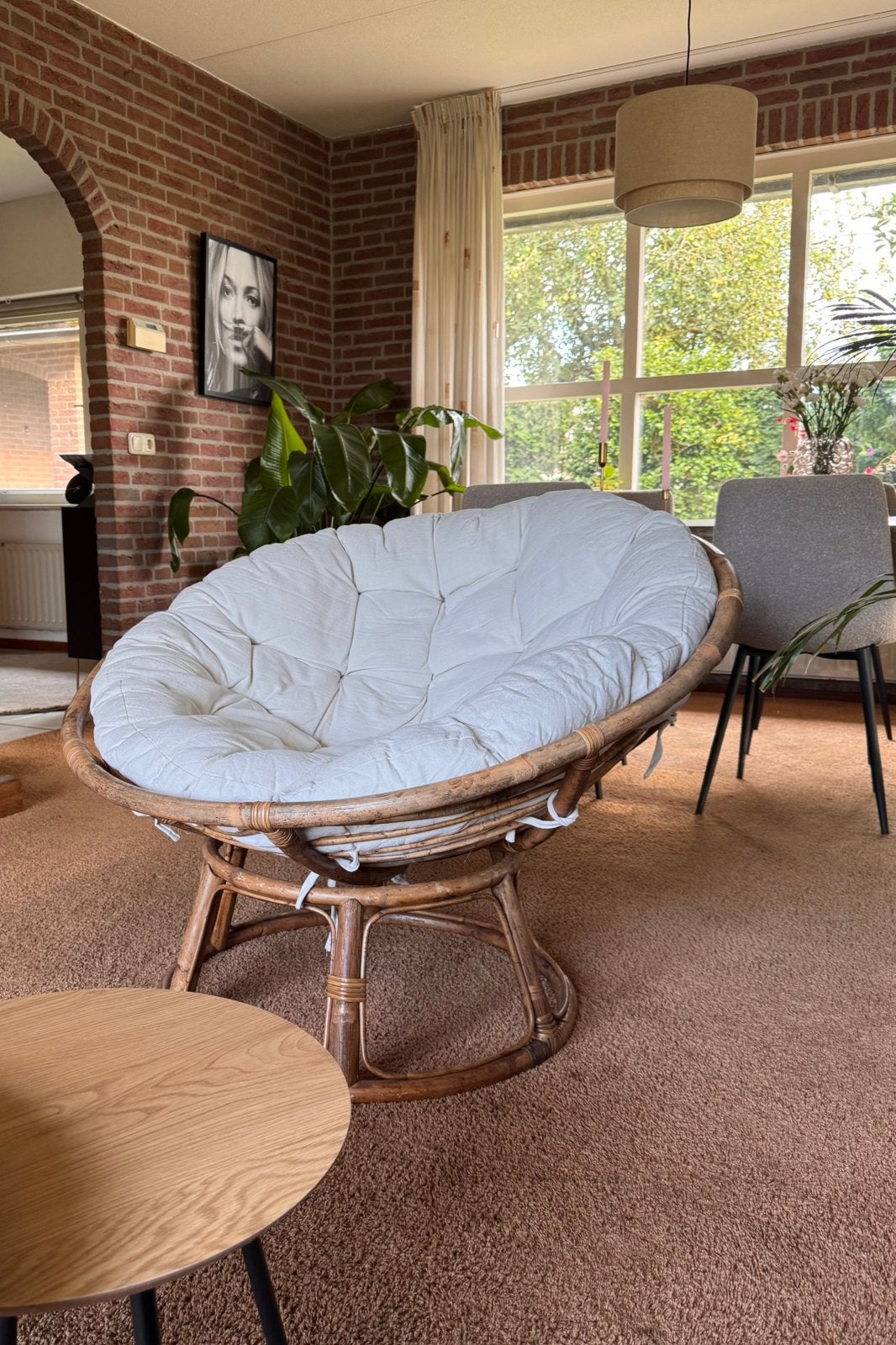 Papasan stoel, Ophalen, Gebruikt, Wit, Riet of Rotan