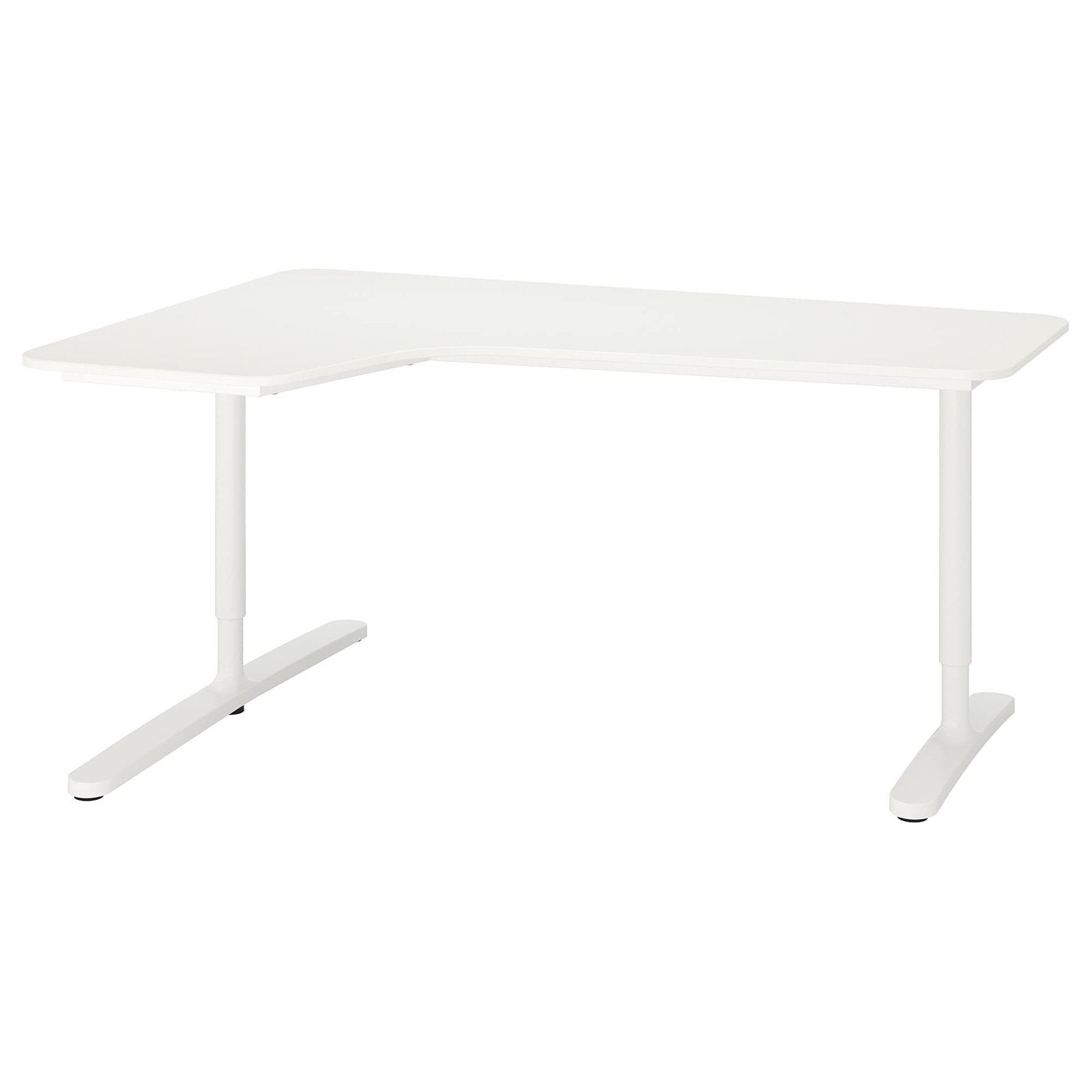 Hoekbureau IKEA Bekant - Wit, in hoogte verstelbaar, Ophalen, Opbergruimte, Gebruikt, Spaanplaat of MDF