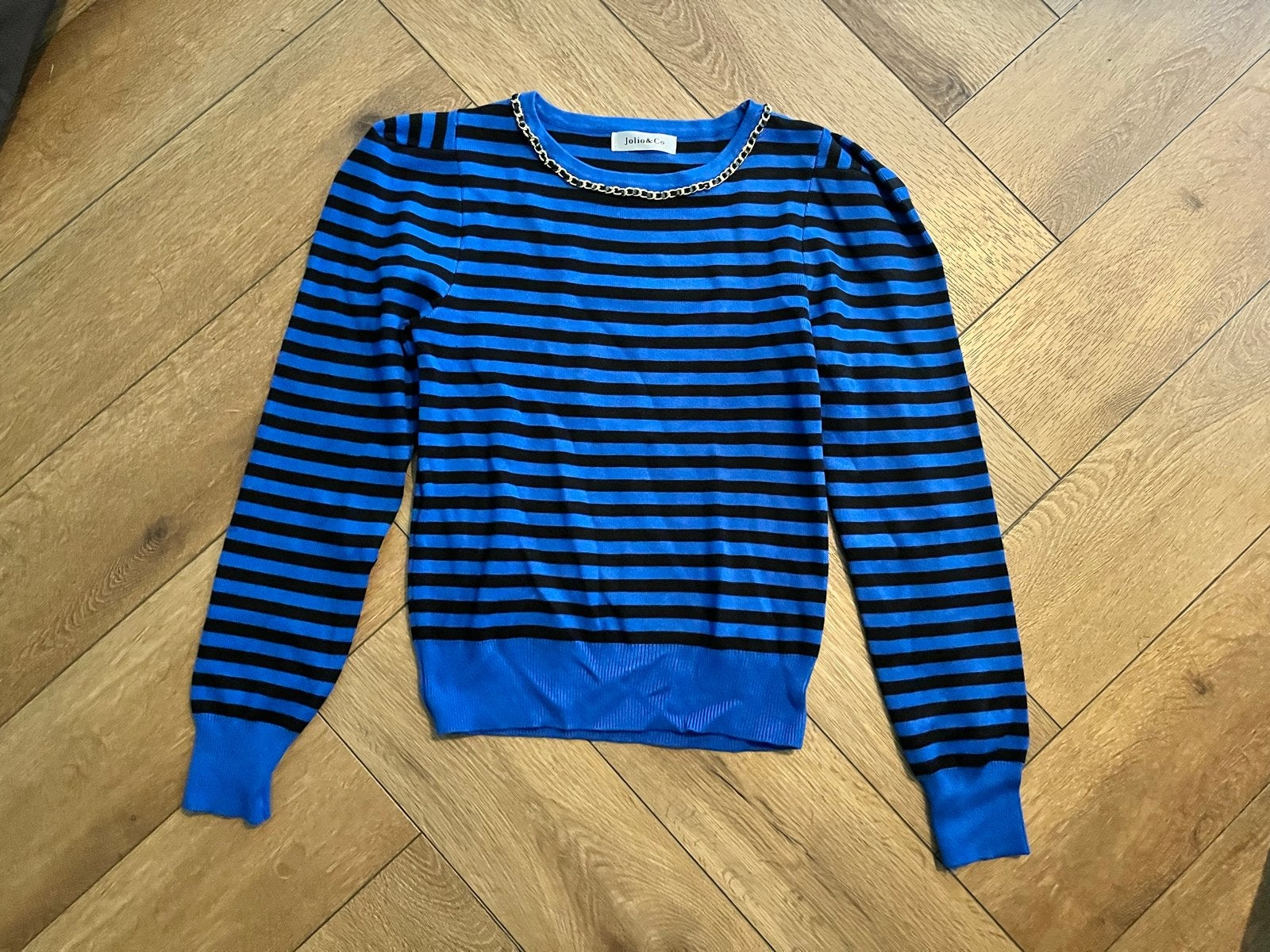Jolio&Co gestreepte trui met kettingdetail, Kleding | Dames, Ophalen of Verzenden, Nieuw, Maat 36 (S), Blauw