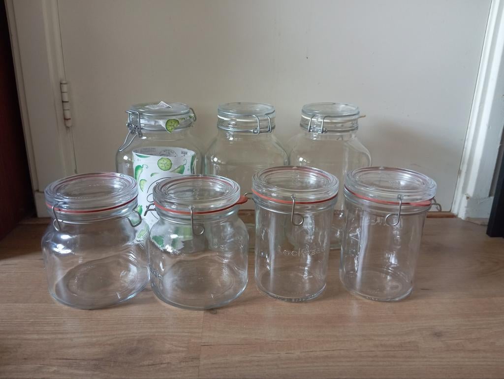 7x glazen voorraadpot (1-3l) met beugelsluiting-luchtdicht, Voorraadpot, Ophalen, Glas, Overige merken
