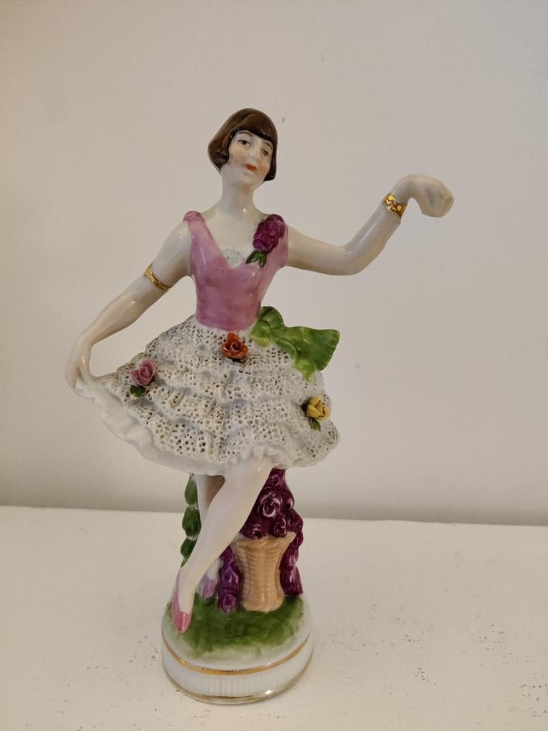Antiek art deco beeldje Charleston kapsel jaren '20, Antiek en Kunst, Antiek | Porselein, Ophalen of Verzenden