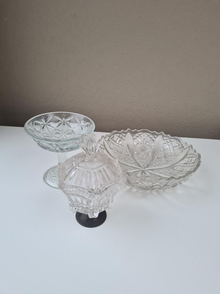 Kristallen schalen en bonbonschaaltje, Antiek en Kunst, Antiek | Glas en Kristal, Ophalen