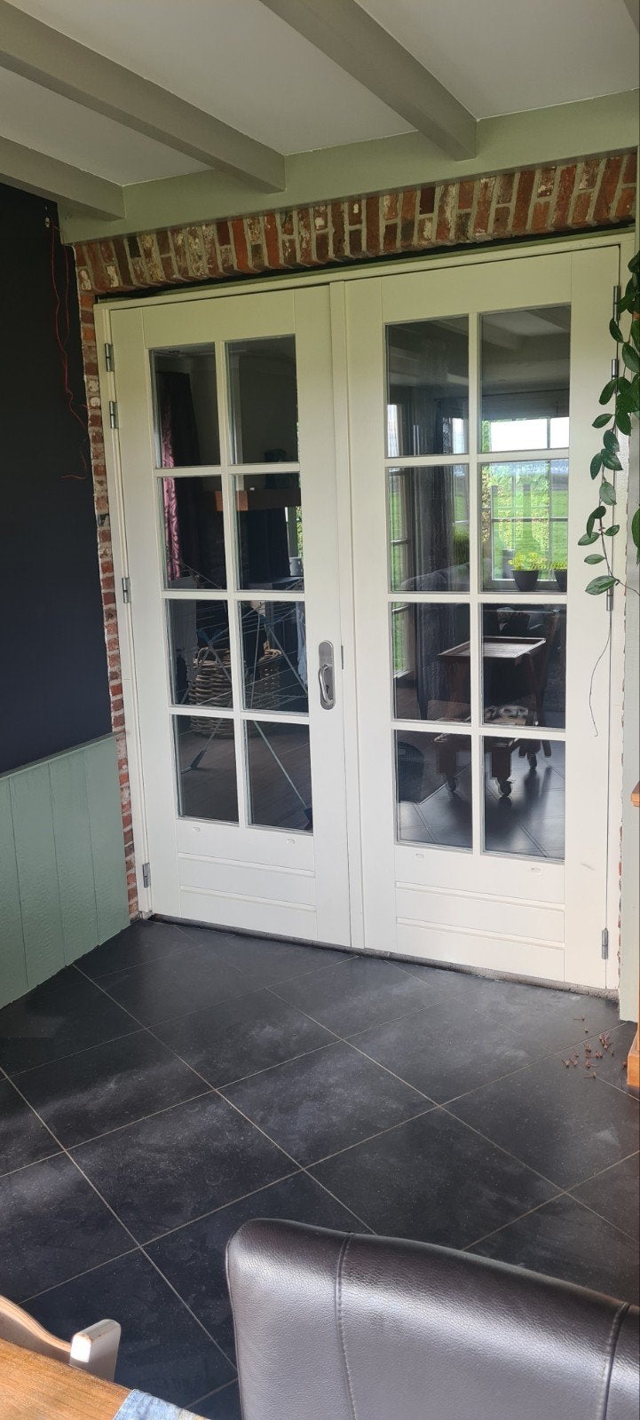 Merbau dubbele deur set met 3-puntssluiting en roedes, Ophalen, Gebruikt, 80 tot 100 cm, 215 cm of meer