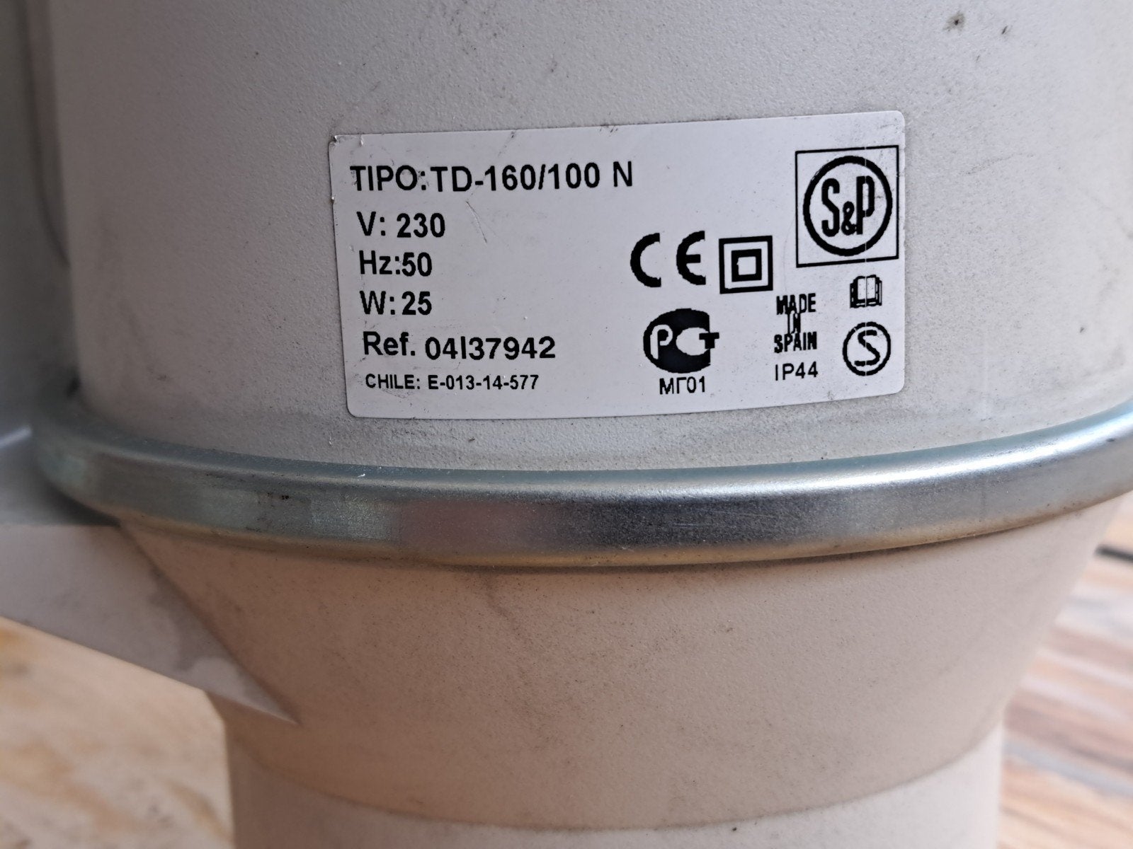 S&P TD-160/100 N Afzuiger/Ventilator met⁰ 100mm slang, Ophalen of Verzenden, Gebruikt, Ventilator en Afzuiger