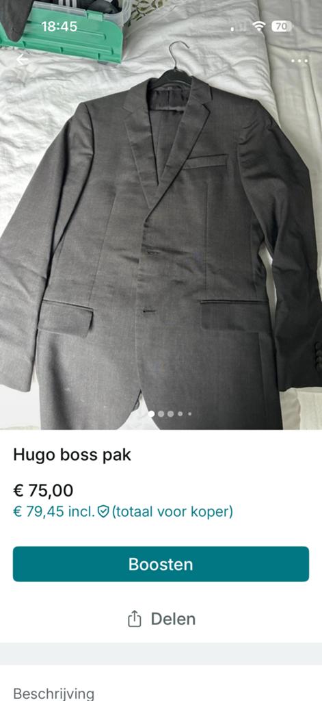 Hugo Boss pak, Kleding | Heren, Kostuums en Colberts, Ophalen of Verzenden, Zo goed als nieuw, Maat 46 (S) of kleiner, Blauw