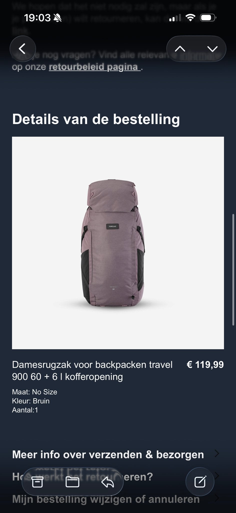 Forclaz Damesrugzak Travel 900 60+6L, Ophalen, Zo goed als nieuw