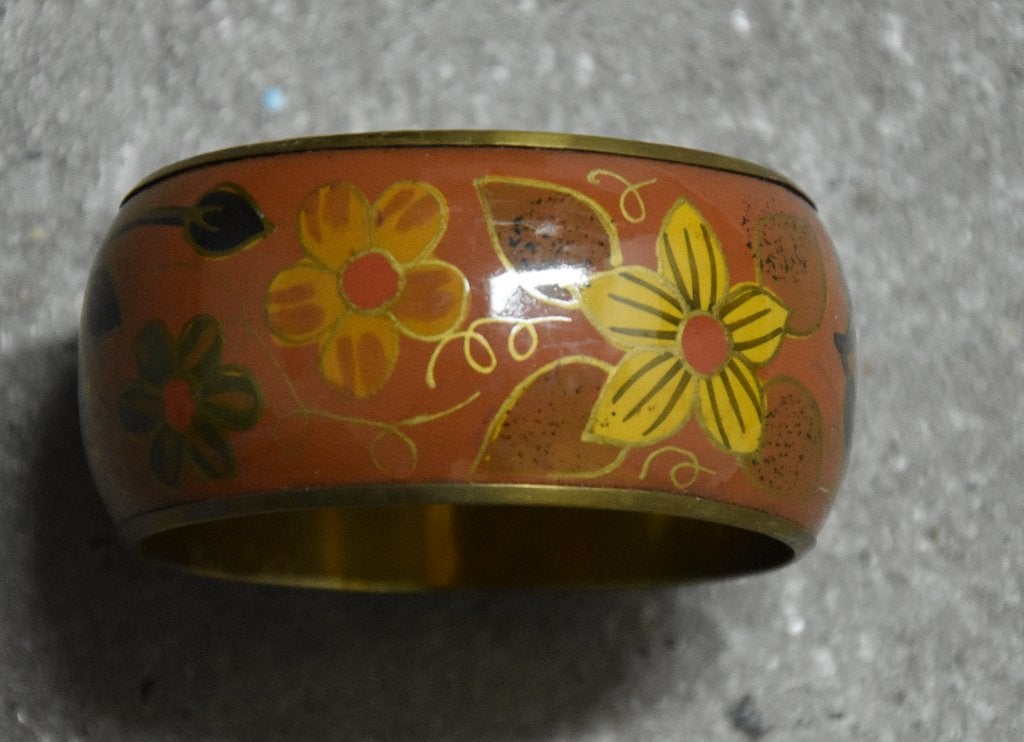armband schilder bloemen 5cm messing dames meisje sieraard, Ophalen of Verzenden, Zo goed als nieuw, Goud, Overige materialen
