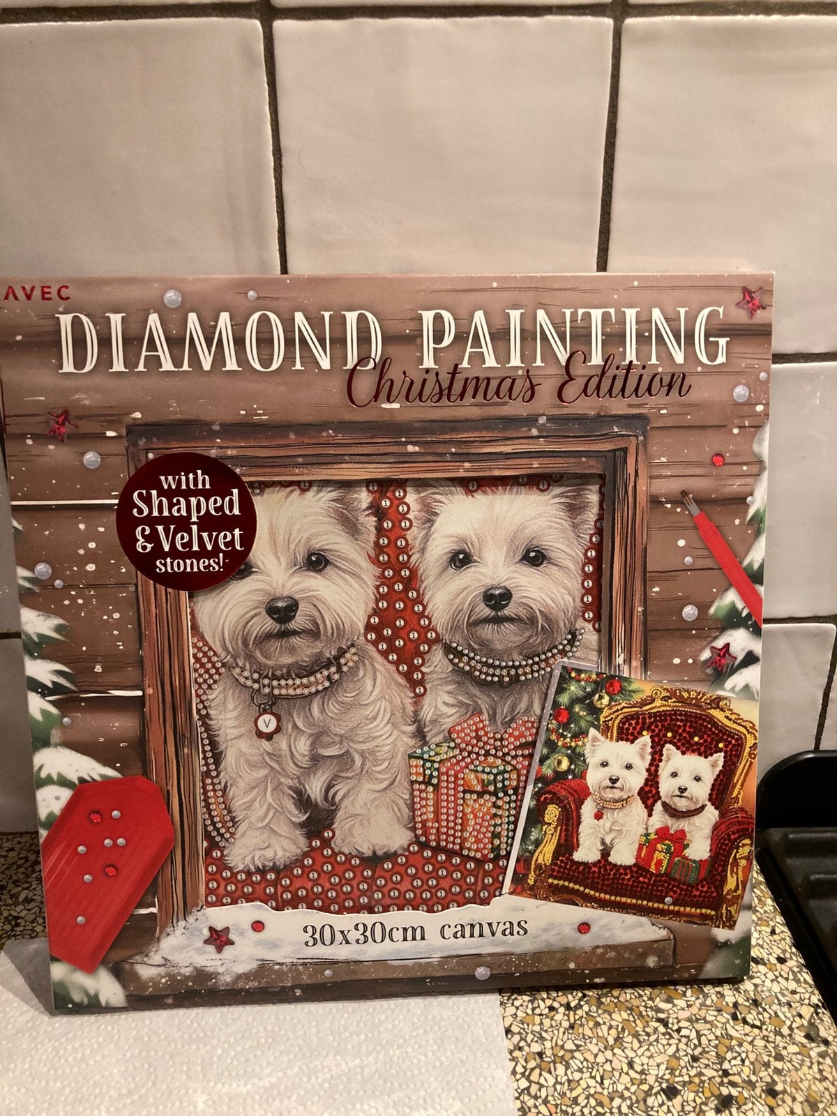 Dimond painting kerst honden, Ophalen of Verzenden, Zo goed als nieuw