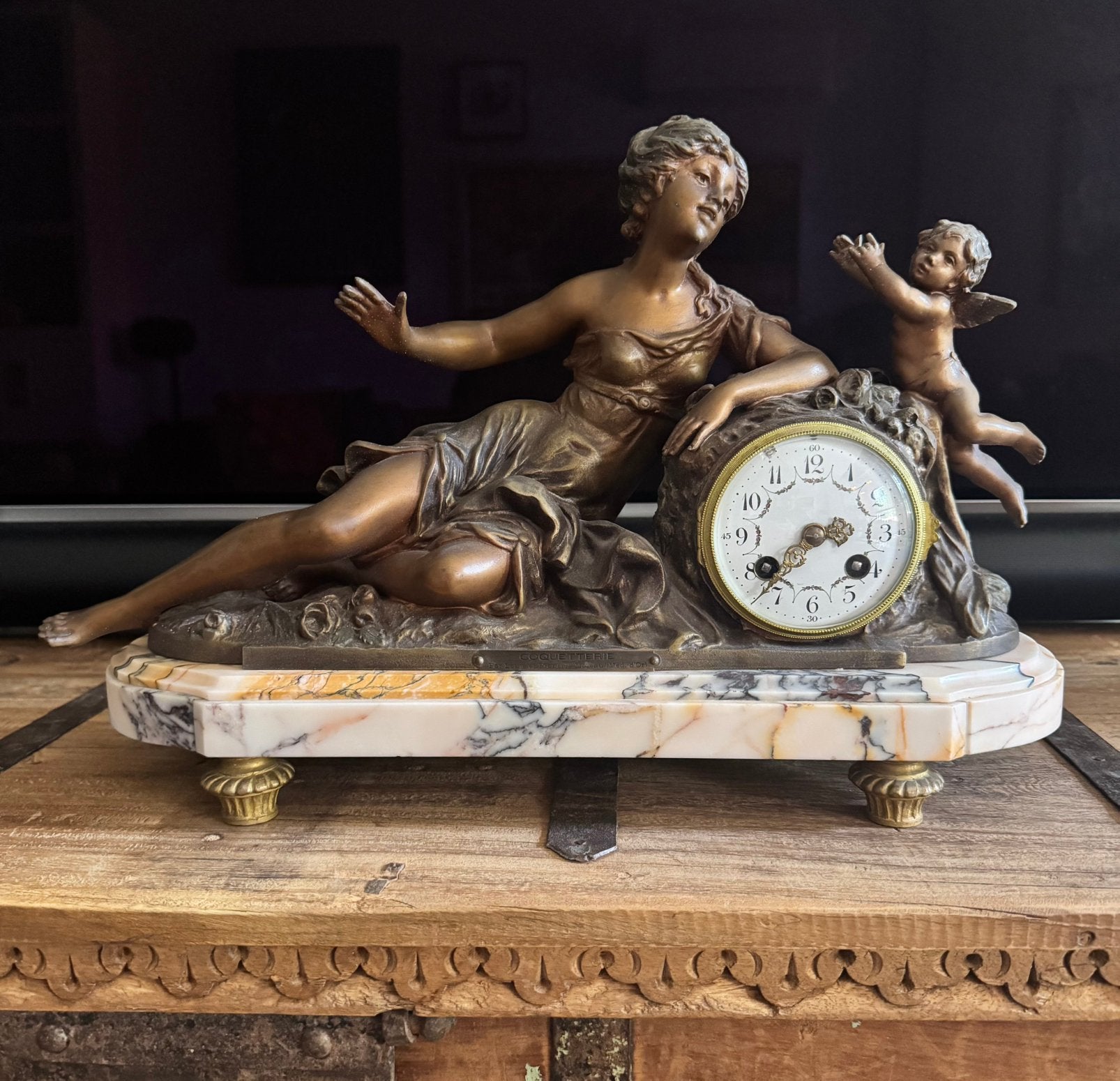 Antiek Franse schouwklok Coquetterie Louis & François Moreau, Antiek en Kunst, Ophalen