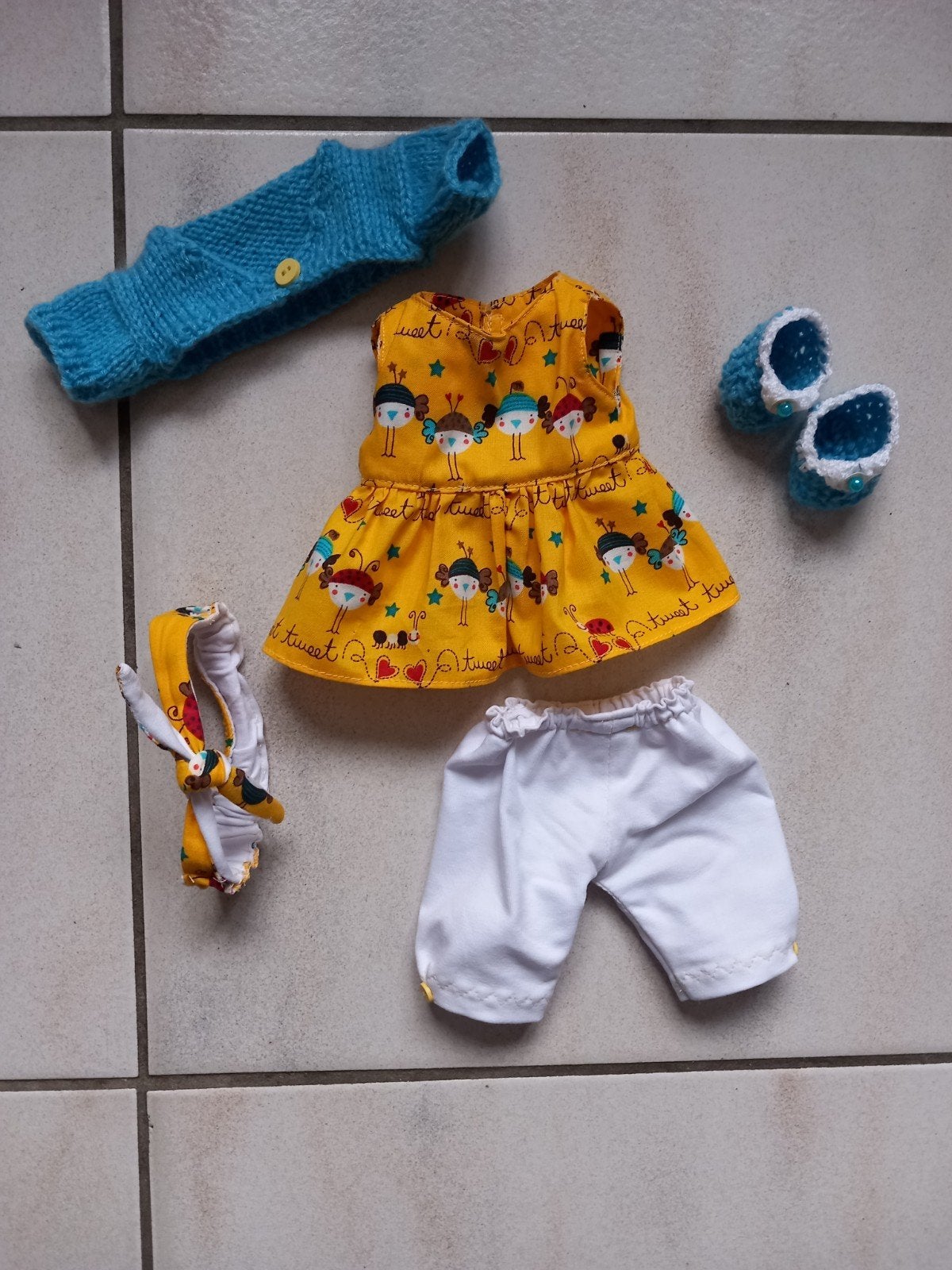 Zelfgemaakte poppenkleertjes voor pop 32 cm 5 delig., Kinderen en Baby's, Speelgoed | Poppen, Ophalen of Verzenden, Nieuw, Babypop