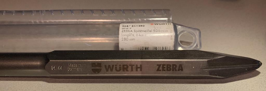 Wurth Zebra Puntbeitel Spitzmeissel SDS-max 6-kant 280mm, Verzenden, Nieuw